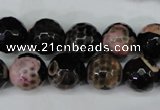 CAG5233 15 inches 12mm faceted round fire crackle agate beads