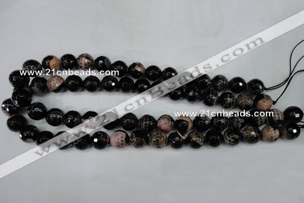 CAG5233 15 inches 12mm faceted round fire crackle agate beads