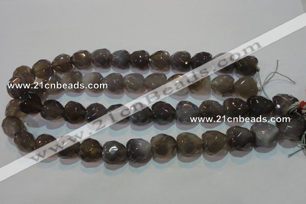 CAG5268 15.5 inches 16*16mm faceted heart Brazilian grey agate beads