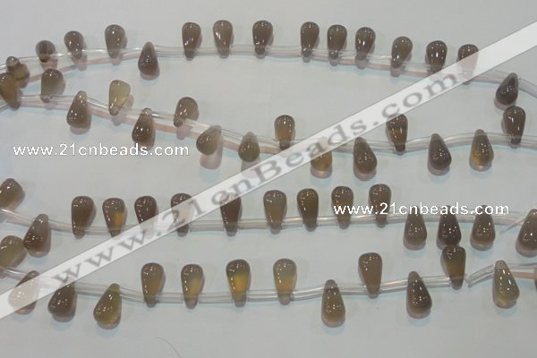 CAG5270 Top-drilled 6*11mm teardrop Brazilian grey agate beads