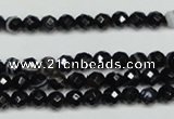 CAG5271 15.5 inches 4mm faceted round black line agate beads