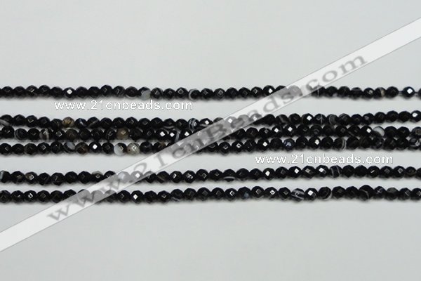 CAG5271 15.5 inches 4mm faceted round black line agate beads