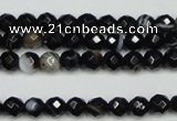 CAG5272 15.5 inches 6mm faceted round black line agate beads