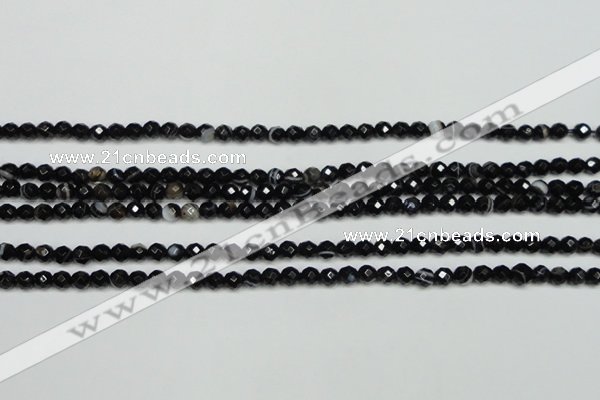 CAG5272 15.5 inches 6mm faceted round black line agate beads