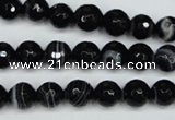 CAG5273 15.5 inches 8mm faceted round black line agate beads