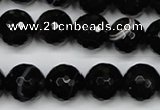 CAG5275 15.5 inches 12mm faceted round black line agate beads