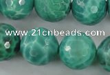 CAG5314 15.5 inches 14mm faceted round peafowl agate gemstone beads