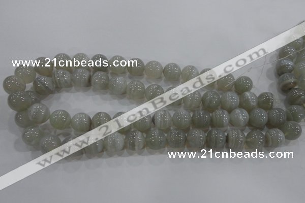 CAG5324 15.5 inches 14mm round grey line agate beads wholesale