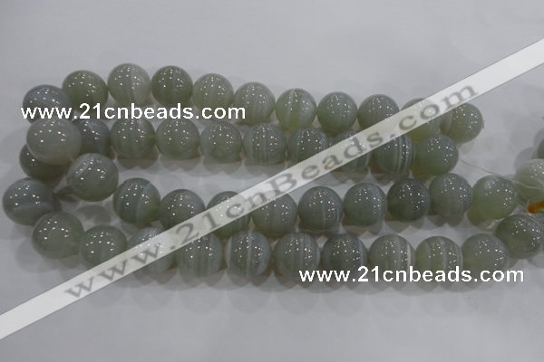 CAG5326 15.5 inches 18mm round grey line agate beads wholesale