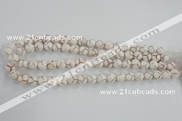 CAG5334 15.5 inches 10mm faceted round tibetan agate beads wholesale