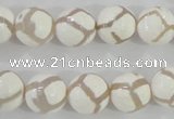 CAG5335 15.5 inches 12mm faceted round tibetan agate beads wholesale