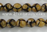 CAG5344 15.5 inches 10mm faceted round tibetan agate beads wholesale