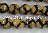 CAG5345 15.5 inches 12mm faceted round tibetan agate beads wholesale