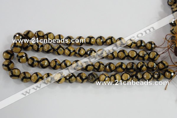 CAG5345 15.5 inches 12mm faceted round tibetan agate beads wholesale