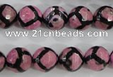 CAG5349 15.5 inches 12mm faceted round tibetan agate beads wholesale