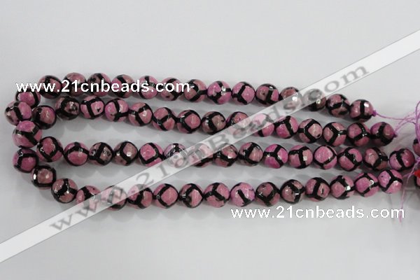 CAG5349 15.5 inches 12mm faceted round tibetan agate beads wholesale