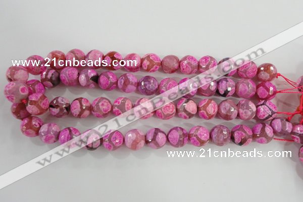 CAG5351 15.5 inches 14mm faceted round tibetan agate beads wholesale