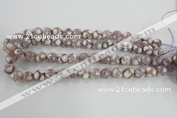 CAG5354 15.5 inches 12mm faceted round tibetan agate beads wholesale