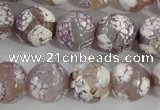 CAG5355 15.5 inches 14mm faceted round tibetan agate beads wholesale