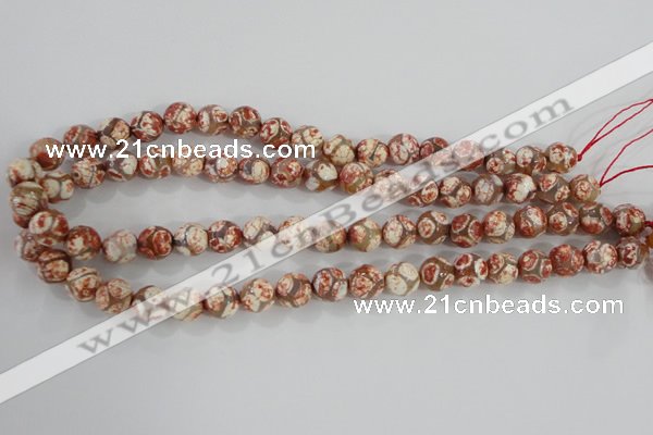 CAG5358 15.5 inches 10mm faceted round tibetan agate beads wholesale