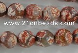 CAG5359 15.5 inches 12mm faceted round tibetan agate beads wholesale