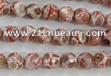 CAG5361 15.5 inches 8mm faceted round tibetan agate beads wholesale