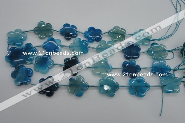 CAG5394 15.5 inches 24mm carved flower dragon veins agate beads