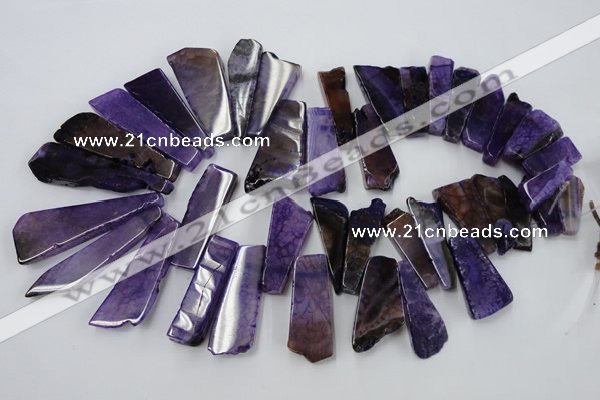 CAG5453 15.5 inches 12*28mm - 22*60mm freeform agate gemstone beads