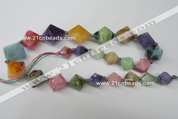 CAG5503 15.5 inches 13*13mm – 22*22mm faceted bicone agate beads