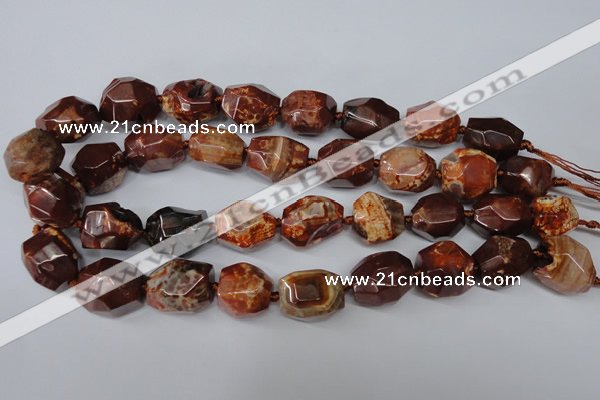 CAG5517 15.5 inches 18*22mm faceted nuggets agate gemstone beads