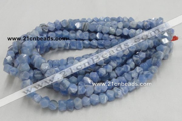 CAG557 16 inches 8*12mm faceted freeform blue agate beads wholesale