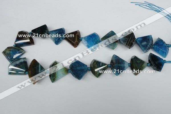 CAG5576 15 inches 20*25mm faceted triangle dragon veins agate beads