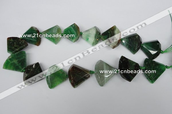 CAG5579 15 inches 22*30mm faceted triangle dragon veins agate beads