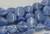 CAG558 16 inches 10mm flat round blue agate gemstone beads wholesale