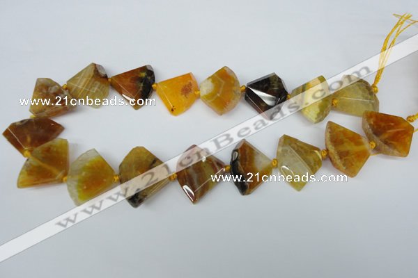 CAG5580 15 inches 20*30mm faceted triangle dragon veins agate beads