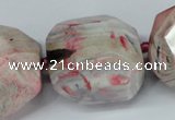 CAG5597 15 inches 25mm faceted nuggets agate gemstone beads