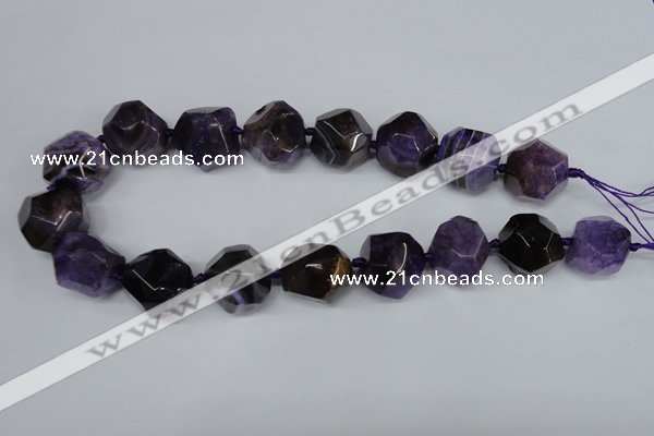 CAG5600 15 inches 24mm faceted nuggets agate gemstone beads