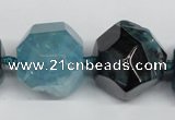 CAG5611 15 inches 25mm faceted nuggets agate gemstone beads