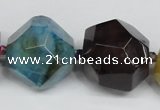 CAG5612 15 inches 25mm faceted nuggets agate gemstone beads