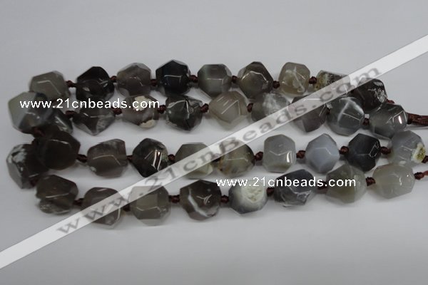 CAG5614 15 inches 18mm faceted nuggets agate gemstone beads