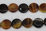 CAG5626 15 inches 12mm flat round dragon veins agate beads