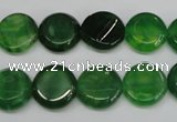 CAG5629 15 inches 12mm flat round dragon veins agate beads