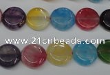 CAG5635 15 inches 12mm flat round dragon veins agate beads