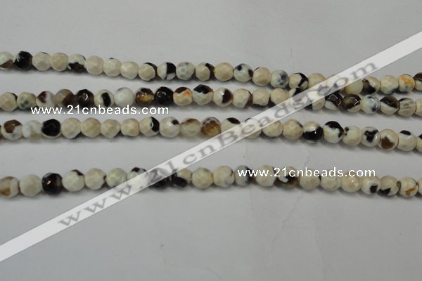 CAG5650 15 inches 4mm faceted round fire crackle agate beads