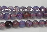 CAG5652 15 inches 4mm faceted round fire crackle agate beads