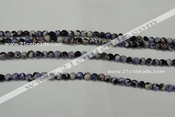 CAG5654 15 inches 4mm faceted round fire crackle agate beads