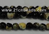 CAG5656 15 inches 4mm faceted round fire crackle agate beads