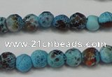 CAG5658 15 inches 4mm faceted round fire crackle agate beads