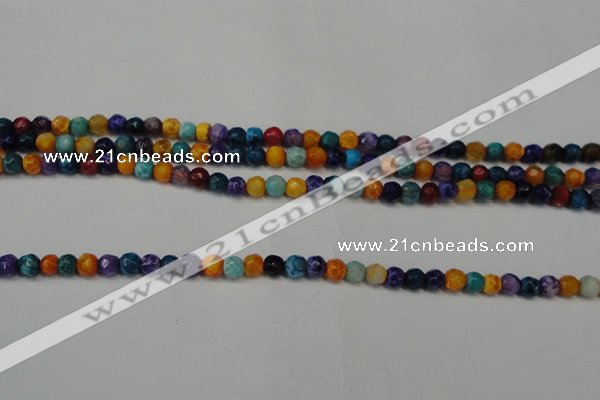 CAG5660 15 inches 4mm faceted round fire crackle agate beads