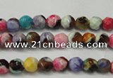 CAG5661 15 inches 4mm faceted round fire crackle agate beads